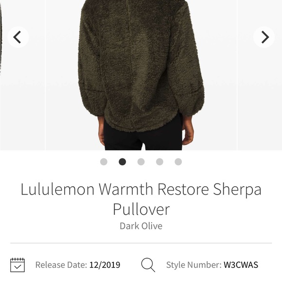 Lululemon Sherpa Warmth Restore Pullover Olive Green Xs/S - Picture 7 of 7